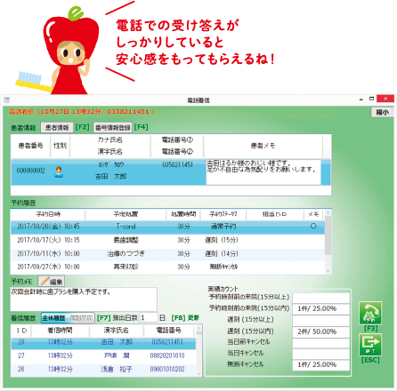 電話CTIと連動した患者検索